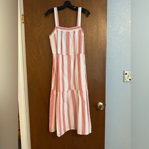 LOFT Red and White Striped Dress